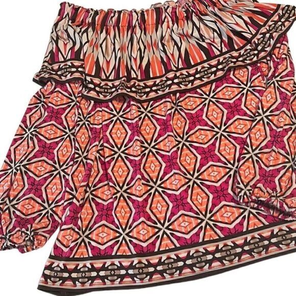 Chico’s Graphic Pattern‎ Off the Shoulder Long Sleeves Top Size Medium - Picture 13 of 14